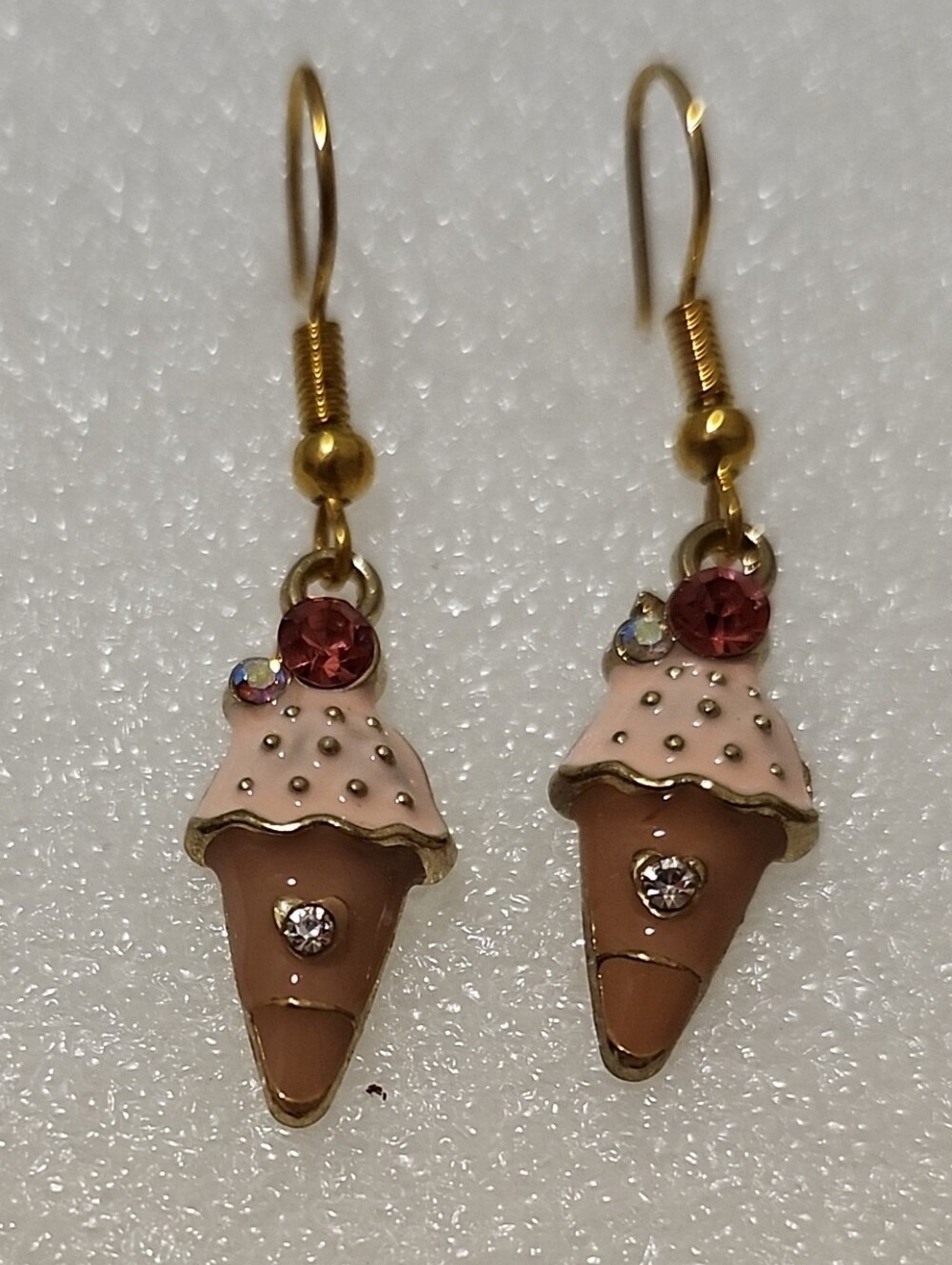 Gold-Tone Pink Ice Cream Drop Earrings